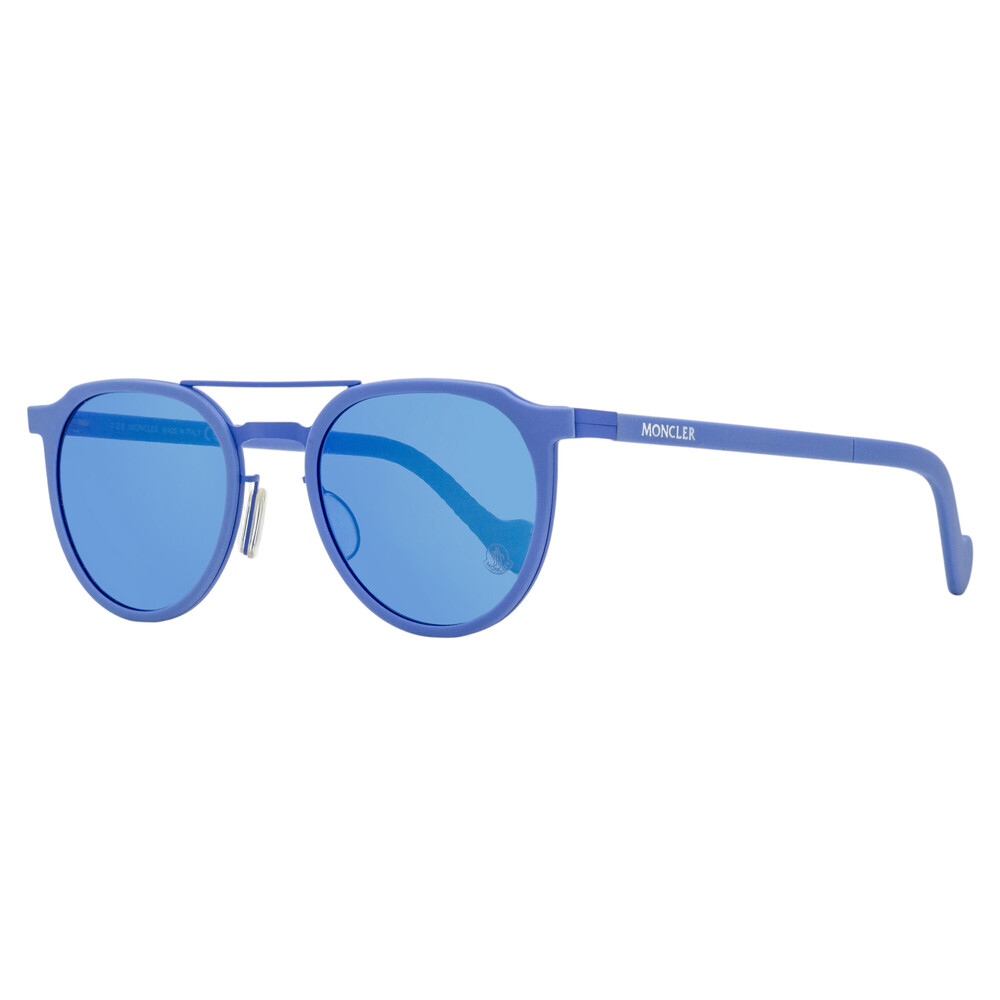 Moncler Small Oval Sunglasses ML0065 90C Shiny Blue 49mm